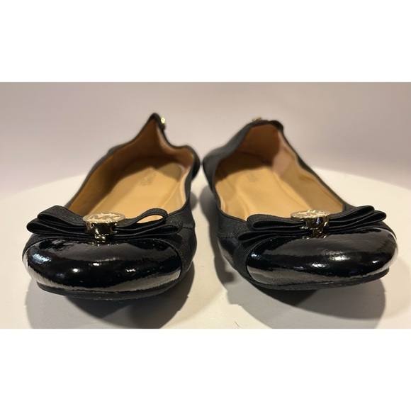 Michael Kors Dixie Black Leather Ballet Flats - Picture 2 of 5